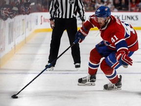 Montreal Canadiens left-wing Paul Byron against the Washington Capitals at the Bell Centre in Montreal on January 9, 2017.