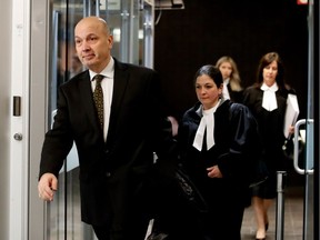 Frank Zampino leaves the Montreal Courthouse on Monday January 23, 2017. Zampino is a co-accused in the Contrecoeur corruption trial.