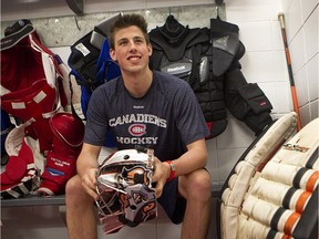 Canadiens' goaltending prospect Hayden Hawkey, at the team's development camp in  Brossard in 2014, is the starter for the Providence Friars in the NCAA Tournament, which begins this weekend.