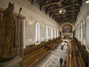 Saint Augustin stands at the entrance of the chapel at the Grand Seminaire de Montreal on Wednesday March 15, 2017 during the open house for the media. The chapel was enlarged and rebuilt from 1904-07 by architect Omer Marchand.