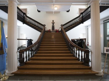 The grand staircase at the entrance of the Grand Séminaire de Montréal on Wednesday March 15, 2017.