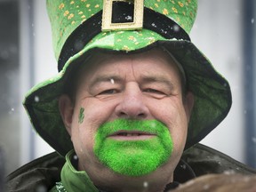 Shane Magas of Pincourt sports a green beard at the St. Patrick's Parade in Hudson in 2015.
