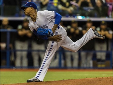 The Pittsburgh Pirates faced Toronto Blue Jays starting pitcher Marcus Stroman at Olympic Stadium in Montreal, on Friday, March 31, 2017.