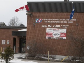 McCaig Elementary School in Rosemère on Monday March 6, 2017. A mother says her two sons, who are black, have been the target of repeated racist bullying while attending the school.