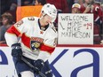 Florida Panthers Michael Matheson, a West Island native, in warmup prior to a NHL game against the Montreal Canadiens on Nov. 15, 2016.