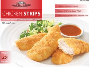 The Canadian Food Inspection Agency has issued a recall of these Hampton House chicken fingers.