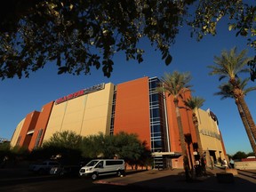General view outside of Gila River Arena on October 15, 2016 in Glendale, Arizona.
