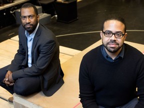 Quincy Armorer, left, is artistic director of Black Theatre Workshop, which is co-producing Angélique, the story of 18th century slave. Mike Payette, right, is directing: "The play asks, what is it about black people and the other that gives permission to people in power to condemn them so quickly?"