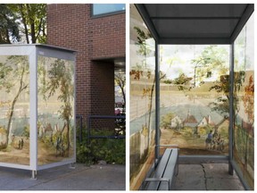 The City of Montreal will spend $206,999 on a project to put glass wallpaper on bus shelters for its 375th anniversary.