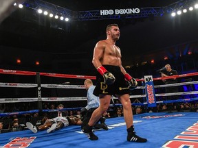 David Lemieux, the heavy hitter from Laval, threw an overhand right and then connected with a left hook to Curtis Stevens' jaw as the native of Brownsville, N.Y., was against the ropes on Saturday, March 11, 2017. Stevens fell to the canvas, on his back and partway through the ropes, as though he had been shot.
