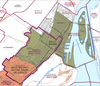 Proposed (and rejected) merging of Westmount-Saint-Louis and Sainte-Marie-Saint-Jacques riding by the Commission de la reprÃ©sentation Ã©lectorale. They would have been replaced by a new riding of Ville-Marie (shaded green) with Westmount being added to the Notre-Dame-de-GrÃ¢ce riding (shaded orange).