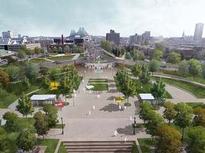 Artist's rendition of the new entryway to the Jacques-Cartier Bridge.