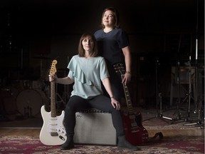 Goldfish broke up before releasing its debut album, but recently decided to complete the project. "I found myself in the last couple months recording harmonies with my 20-year-old self,” says Carrie Haber, right, with fellow singer/guitarist Vicky Klingenstierna at Montreal's Hotel2Tango studio.
