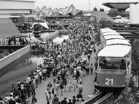 A mini-rail on Île-Notre-Dame showing the Canadian Pavilion during Expo 67. "It was an amazing period in my life," Gazette photographer Gordon Beck said of the event.