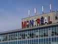 The "Montréal'' at Trudeau airport displays Canadiens team colours on Monday, April 10, 2017.