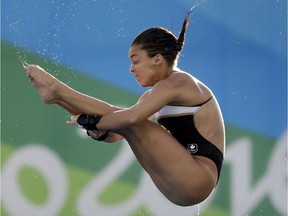 Canada's Meaghan Benfeito competes during the women's 10-metre platform diving preliminary round in the Maria Lenk Aquatic Center at the 2016 Summer Olympics in Rio de Janeiro, Brazil, Wednesday, Aug. 17, 2016.