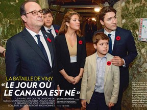 A photo from Paris Match showing the reportage on Justin Trudeau's visit to Vimy.