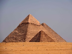 A picture shows a general view of a pyramid at Cairo's northern Giza province, on March 29, 2017.