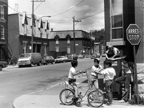 A midsummer street scene in Point St-Charles in 1981.