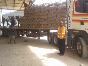 François Boisrond with a truck full of nuts in Tanzania. Photo courtesy of François Boisrond.