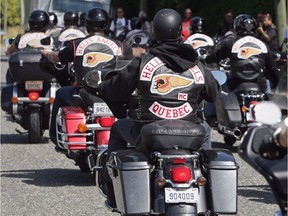 Quebec members of the Hells Angels motorcycle gang pictured in British Columbia in July 2008.
