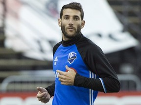 Montreal Impact's Ignacio Piatti looks on during a training session at the Olympic Stadium in Montreal, Monday, November 21, 2016, ahead of the eastern conference MLS soccer final against Toronto FC.