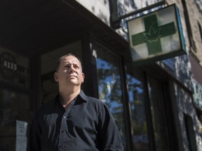 Marc-Boris St-Maurice, founder of Fondation Marijuana, outside the Montreal Compassion Center medical marijuana dispensary in Montreal on Tuesday, October 11, 2016.