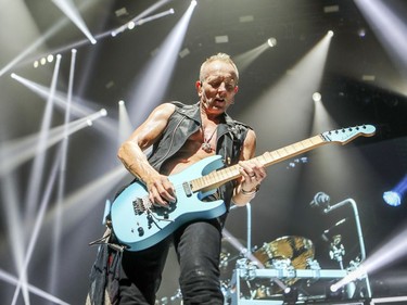 Def Leppard guitar player Phil Collen performs with his bandmates in concert in Montreal Monday April 10, 2017.