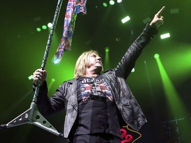 Def Leppard singer Joe Elliott performs with his bandmates in concert in Montreal Monday April 10, 2017.