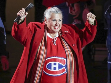 Ginette Reno sings the Canadian national anthem prior to game 1 of the first round of Montreal Canadiens/New York Rangers NHL playoffs in Montreal Wednesday April 12, 2017.