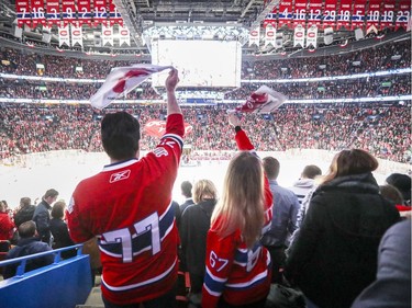 Montreal Canadiens fans wave towels prior to game 1 of the first round of the NHL Playoffs against the New York Rangers in Montreal Wednesday April 12, 2017.