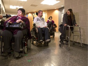 Activists attend hearing at the Montreal courthouse on Wednesday.