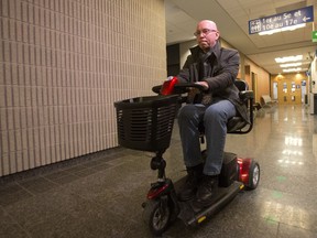 Bill Lavery heads back to the courtroom April 19, 2017. RAPLIQ is a group that wants to file a class-action suit against Montreal, the AMT and STM for lack of accessibility.