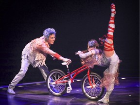 Artists perform Daydreaming, one of the acts in the Cirque du Soleil's Volta, in Montreal Tuesday April 4, 2017.