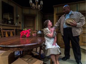 Lisa Bronwyn Moore (Bev) and Kwasi Songui (Albert) in a scene from Clybourne Park, playing at the Centaur Theatre till April 30.