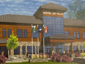 An artist's drawing of the proposed $10-million town hall complex for St-Lazare.