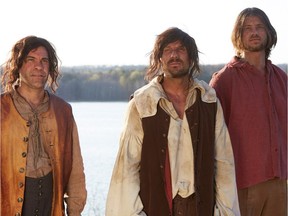 Samuel de Champlain, centre, and crew are depicted in the first episode of CBC's Canada: The Story of Us.