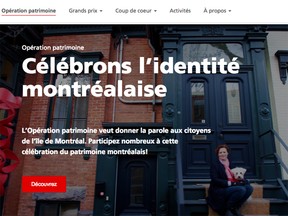 Screen shot of Ville Montreal's Opération Patrimoine site.