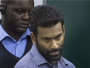 Sivaloganathan Thanabalasingam arrives for a detention review at the Immigration and Refugee Board of Canada in Montreal, Thursday, April 13, 2017.