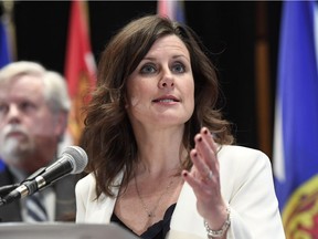 Quebec Minister of Justice and Attorney General Stéphanie Vallée speaks at a press conference at the Federal-Provincial-Territorial Meeting of Ministers Responsible for Justice in Gatineau on Friday, April 28, 2017.