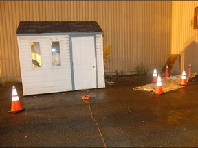 The shed where the body of Pina Rizzi was discovered.