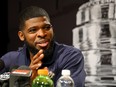 P.K. Subban of the Nashville Predators answers questions during Media Day for the 2017 NHL Stanley Cup Final at PPG PAINTS Arena on Sunday, May 28, 2017, in Pittsburgh.