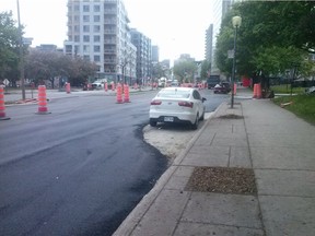 A photo posted to Facebook of a unique paving job on René-Lévesque Blvd. has gone viral.