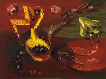 Paul-Émile Borduas piece called Sous la mer (Nature morte au poisson), oil on canvas, signed and dated 1945.