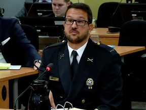 Montreal police chief inspector Costa Labos speaks at the Chamberland Commission Tuesday, May 23, 2017.