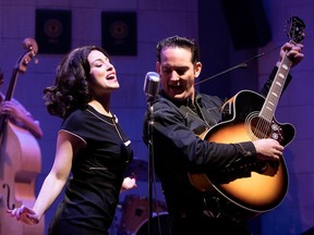 Sara Diamond plays Elvis Presley's girlfriend while Sky Seals slips into Johnny Cash's skin in the Segal Centre's production of Million Dollar Quartet.