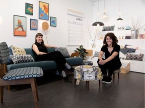 Maude St-Louis, left, and Cynthia Moreau are the owners of Bref MTL, a Mile End store that sells stuff made by artisans and craftspeople that are featured for a month at a time.