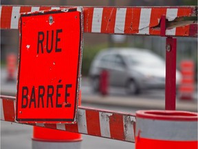 Road construction in Montreal.