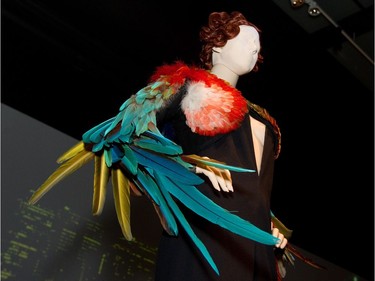 Parrot-feather bolero and Crepe jumpsuit (1997) included in the 2011 The Fashion World of Jean Paul Gaultier: From the Sidewalk to the Catwalk show at the Montreal Museum of Fine Arts in Montreal Tuesday June 14, 2011. (Allen McInnis / THE GAZETTE)