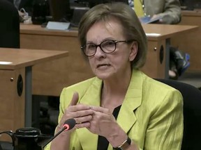 Violette Trépanier testifies at the Charbonneau Commission on June 20, 2014, in Montreal.